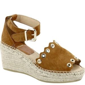 KANNA Suede Leather Studded Espadrille Wedge Platform Sandals Size 39 / 8- 8.5